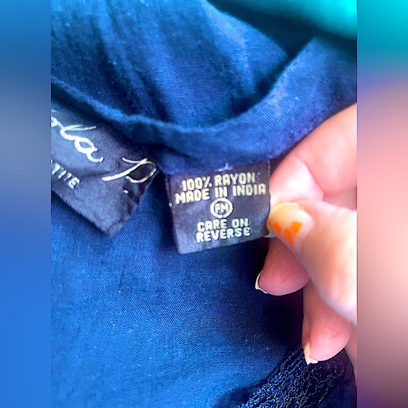 vintage dress semi sheer crochet top sleeveless maxi India rayon medium - Picture 8 of 8